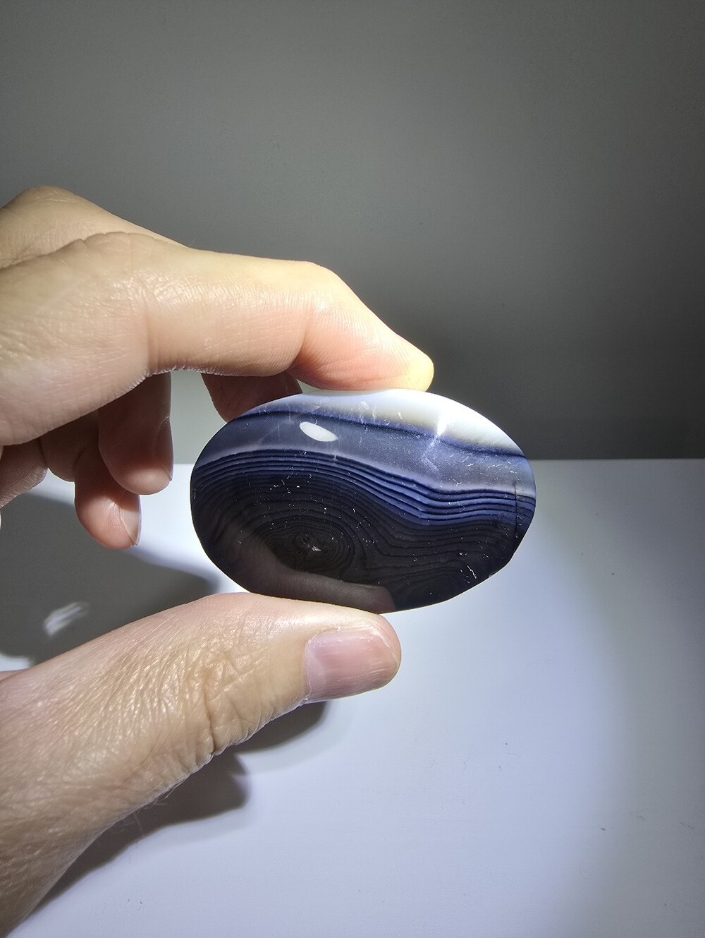 Banded Agate Crystal Palmstone #J